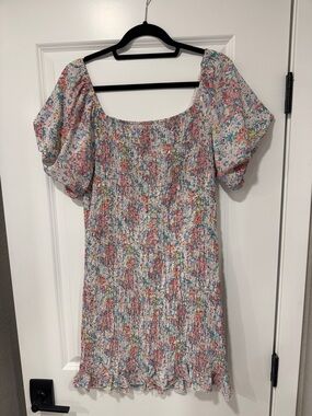 Pink Lily Floral Smocked Mini Dress in Pink, Blue, Green